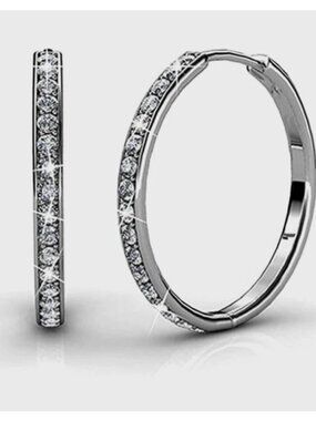 NEW Cate & Chloe Bianca 18k White Gold Swarovski Crystal Hoop Earrings